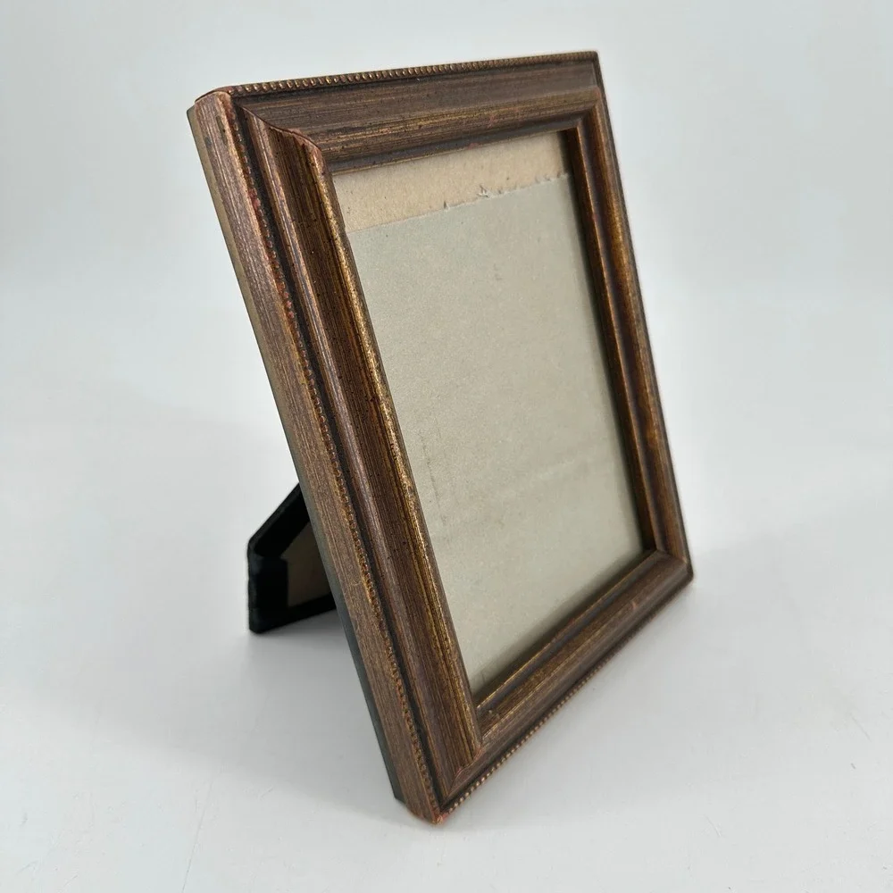 Vintage Style Bronze Gold Beaded Wood Picture Frame 5x7 Tabletop Wall Decor‎